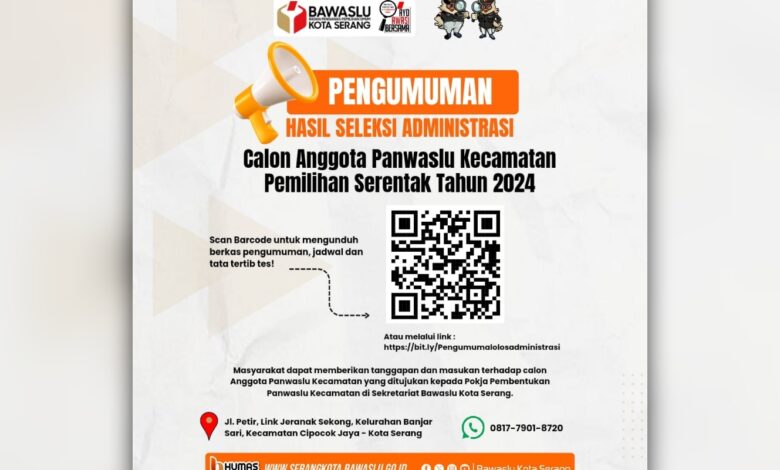 Pengumuman Seleksi Adminsitrasi Bawaslu Kota Serang